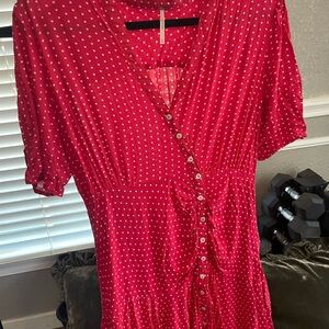 Free People Red Polka Dot Mini Dress